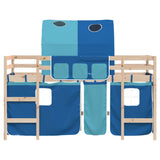 Lit mezzanine enfants avec tunnel sans matelas bleu 80x200 cm