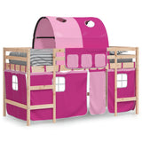 Lit mezzanine enfants avec tunnel sans matelas rose 80x200 cm