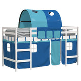 Lit mezzanine enfants avec tunnel sans matelas bleu 80x200 cm