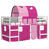 Lit mezzanine enfants avec tunnel sans matelas rose 80x200 cm