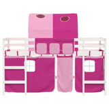 Lit mezzanine enfants avec tunnel sans matelas rose 80x200 cm