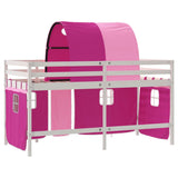 Lit mezzanine enfants avec tunnel sans matelas rose 80x200 cm