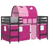 Lit mezzanine enfants avec tunnel sans matelas rose 80x200 cm