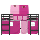 Lit mezzanine enfants avec tunnel sans matelas rose 80x200 cm