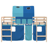 Lit mezzanine enfants avec tunnel sans matelas bleu 90x200 cm