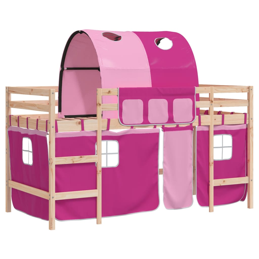 Children's loft bed with tunnel without mattress pink 90x200 cm