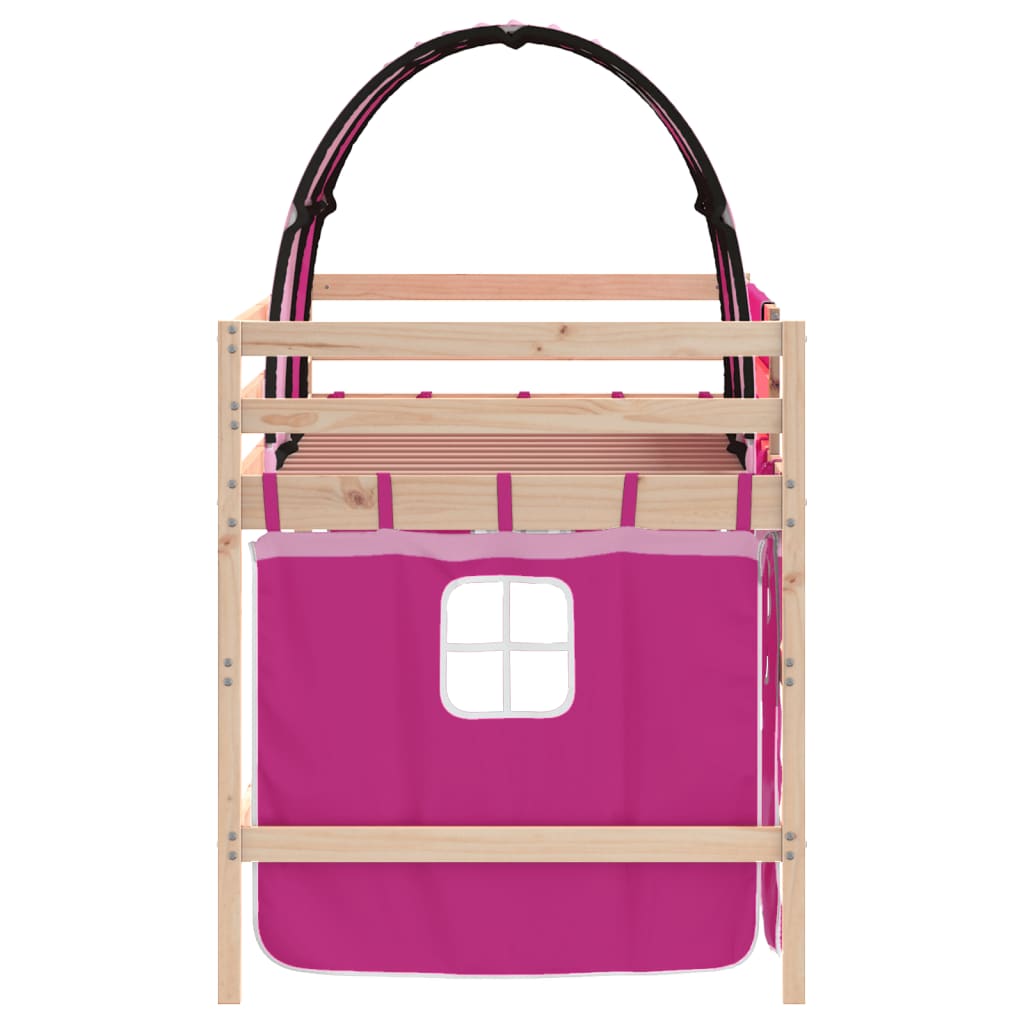 Children's loft bed with tunnel without mattress pink 90x200 cm