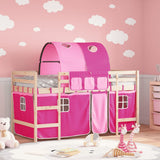 Children's loft bed with tunnel without mattress pink 90x200 cm