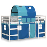 Lit mezzanine enfants avec tunnel sans matelas bleu 90x200 cm