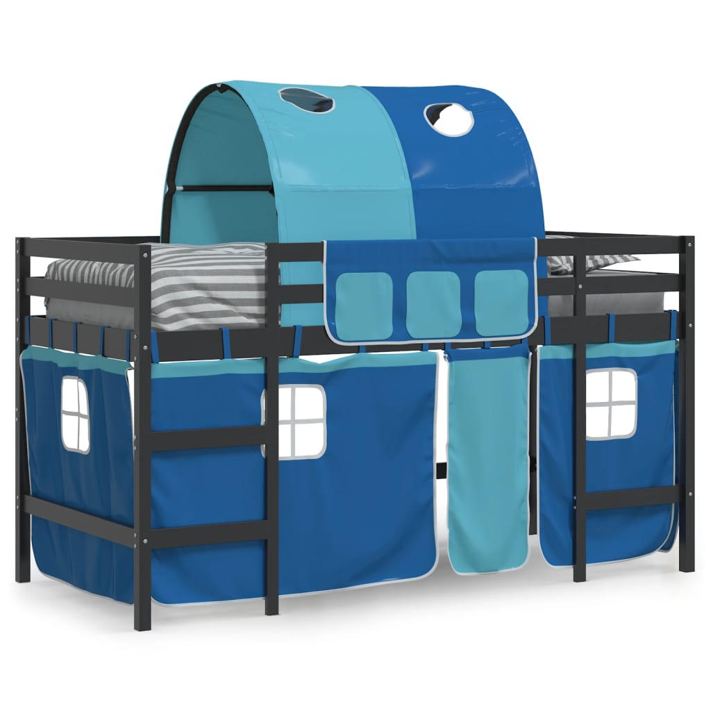 Children's loft bed with tunnel without mattress blue 90x200 cm