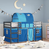 Children's loft bed with tunnel without mattress blue 90x200 cm