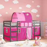 Children's loft bed with tunnel without mattress pink 90x200 cm