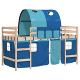 Lit mezzanine enfants avec tunnel sans matelas bleu 90x190 cm