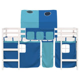 Lit mezzanine enfants avec tunnel sans matelas bleu 90x190 cm