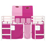 Lit mezzanine enfants avec tunnel sans matelas rose 90x190 cm