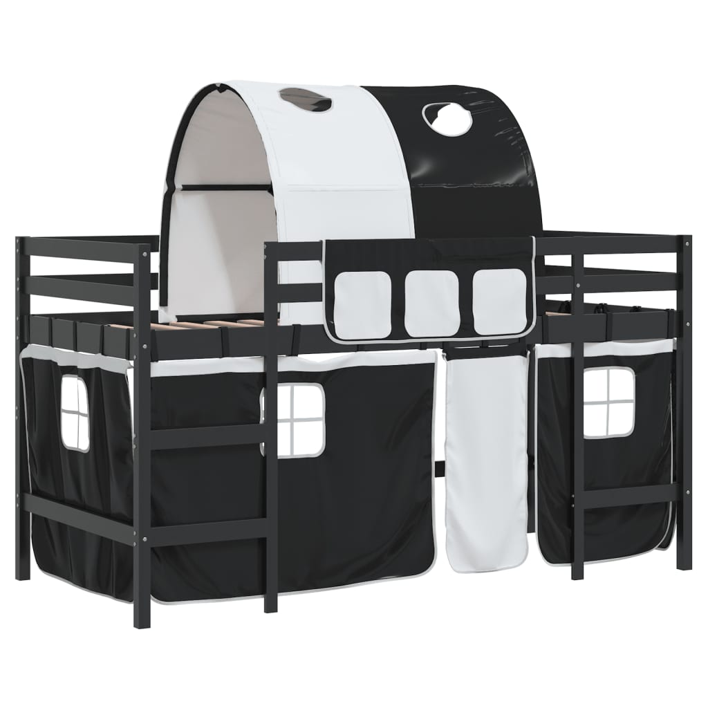 Lit mezzanine enfants avec tunnel sans matelas 90x190 cm