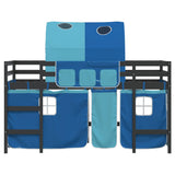 Lit mezzanine enfants avec tunnel sans matelas bleu 90x190 cm