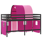 Lit mezzanine enfants avec tunnel sans matelas rose 90x190 cm