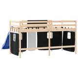 Lit mezzanine pour enfants avec rideaux sans matelas 80x200 cm