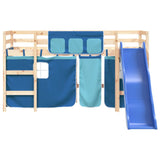 Children's loft bed with curtains without mattress blue 80x200cm