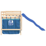 Children's loft bed with curtains without mattress blue 80x200cm