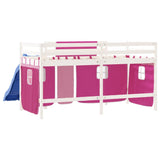 Lit mezzanine enfants avec rideaux sans matelas rose 80x200cm