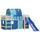 Children's loft bed with tunnel without mattress blue 80x200 cm