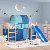 Children's loft bed with tunnel without mattress blue 80x200 cm