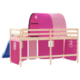 Lit mezzanine enfants avec tunnel sans matelas rose 80x200 cm