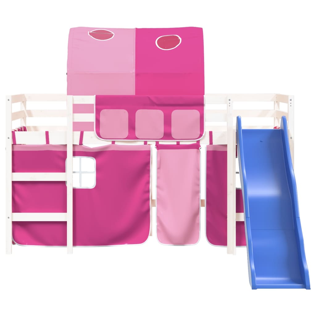 Children's loft bed with tunnel without mattress pink 90x200 cm