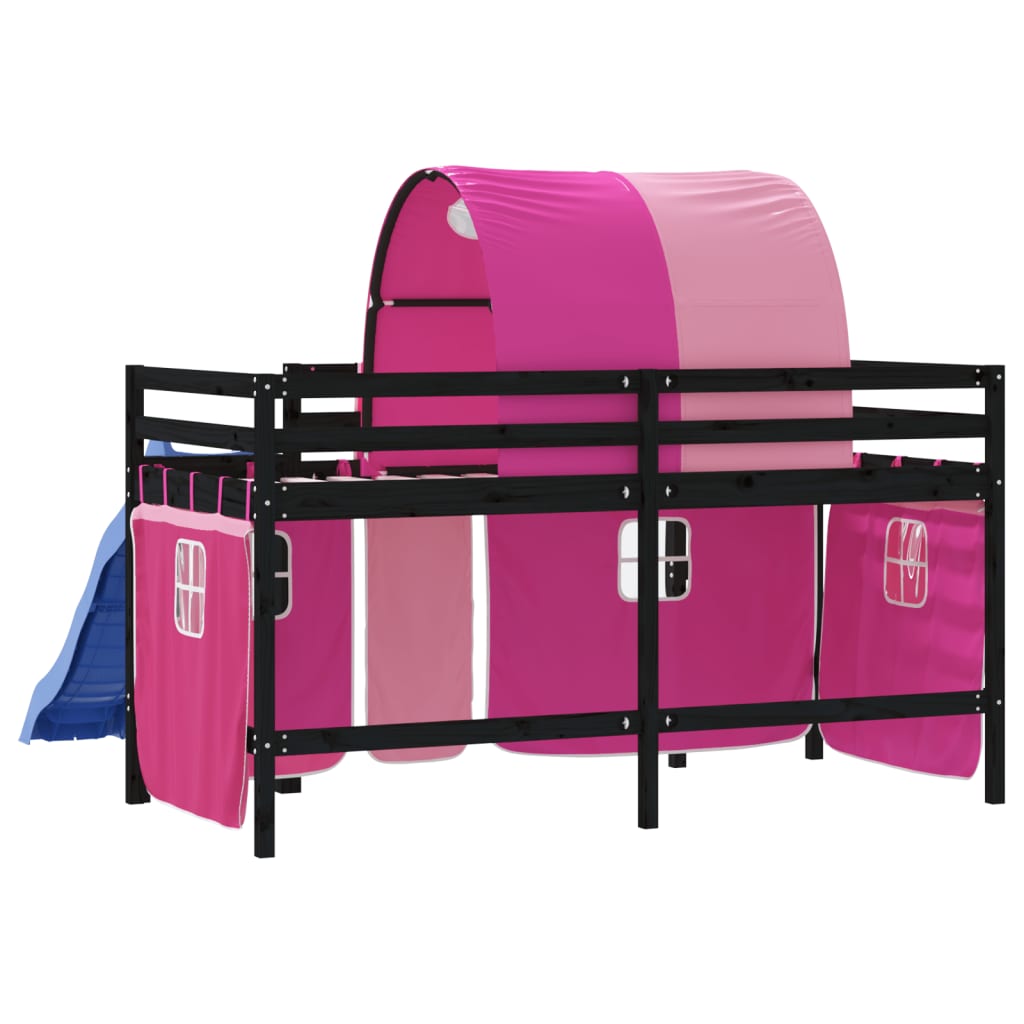 Children's loft bed with tunnel without mattress pink 90x200 cm