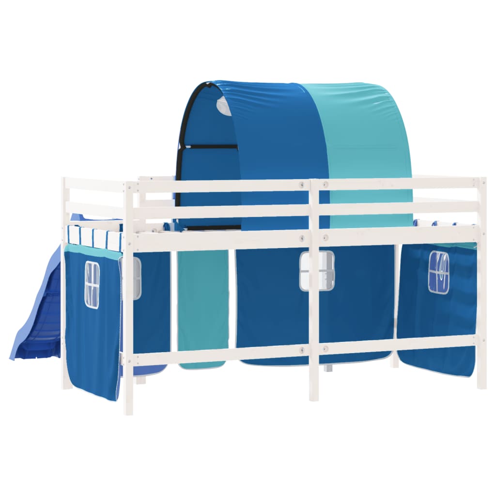 Children's loft bed with tunnel without mattress blue 90x190 cm