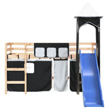 Children's loft bed and tower without mattress white black 80x200cm