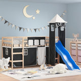 Children's loft bed and tower without mattress white black 80x200cm