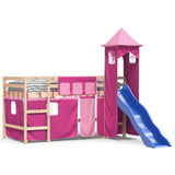 Children's loft bed with tower without mattress pink 80x200 cm