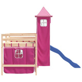 Children's loft bed with tower without mattress pink 80x200 cm