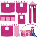 Children's loft bed with tower without mattress pink 80x200 cm