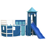 Lit mezzanine enfants avec tour sans matelas bleu 80x200 cm