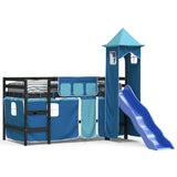 Children's loft bed with tower without mattress blue 80x200 cm