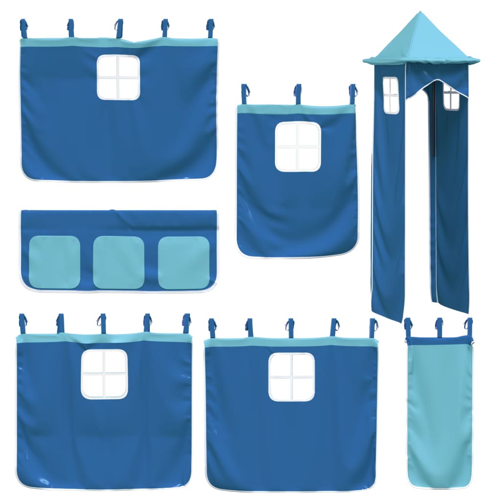 Children's loft bed with tower without mattress blue 80x200 cm