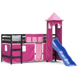 Children's loft bed with tower without mattress pink 80x200 cm