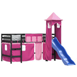 Children's loft bed with tower without mattress pink 80x200 cm