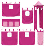 Children's loft bed with tower without mattress pink 80x200 cm