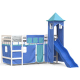 Children's loft bed with tower without mattress blue 90x200 cm