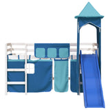 Children's loft bed with tower without mattress blue 90x200 cm