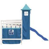 Children's loft bed with tower without mattress blue 90x200 cm