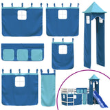 Children's loft bed with tower without mattress blue 90x200 cm