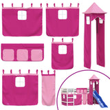 Children's loft bed with tower without mattress pink 90x200 cm