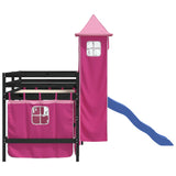 Children's loft bed with tower without mattress pink 90x190 cm