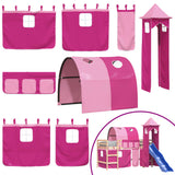 Children's loft bed with tower without mattress pink 80x200 cm